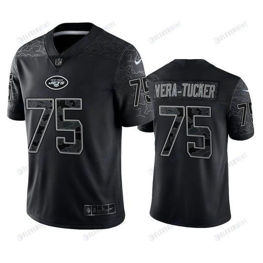 Alijah Vera-Tucker 75 New York Jets Black Reflective Limited Jersey - Men